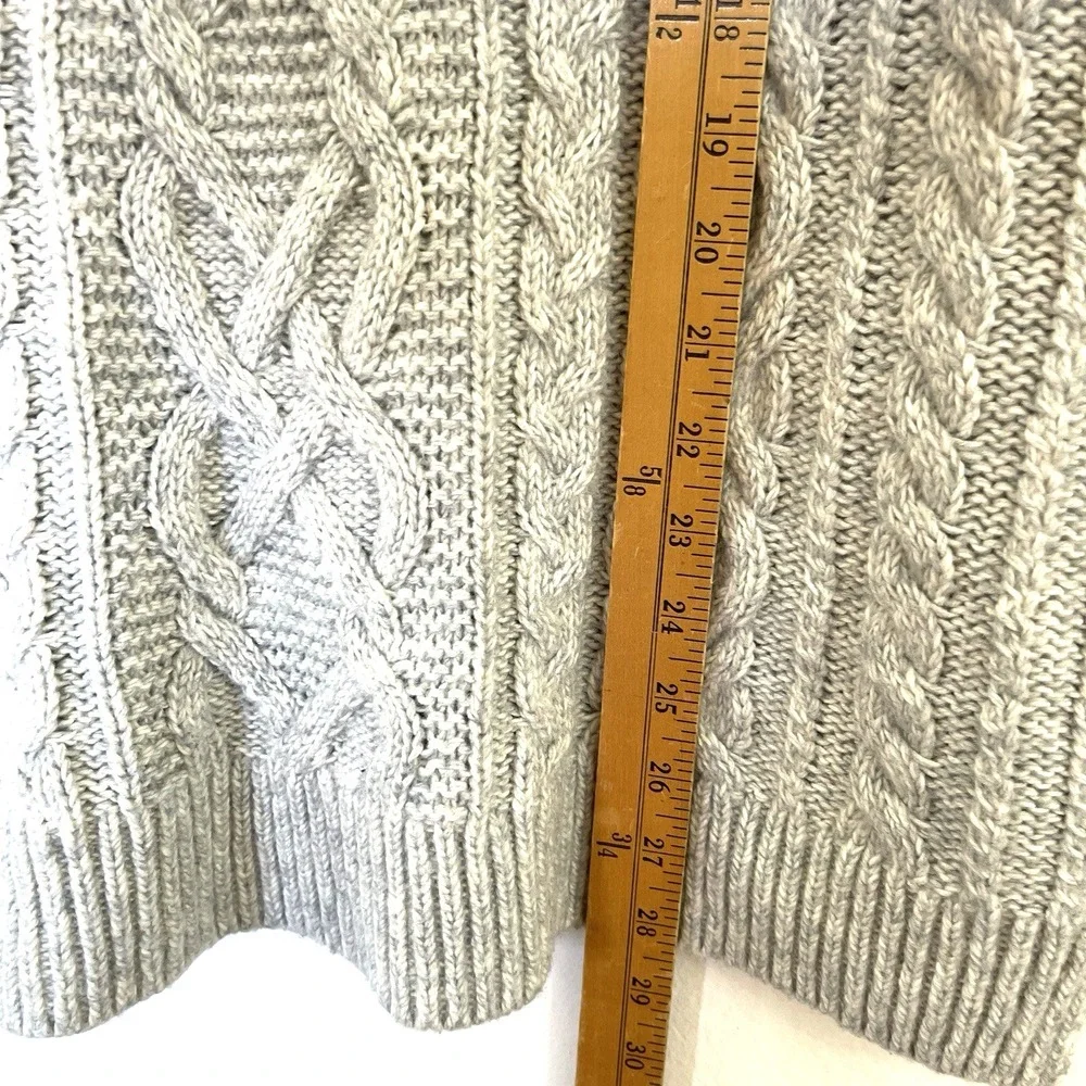 Loft Womens Cable‎ Knit Turtleneck Sweater Size M Gray Wool Cotton Fisherman